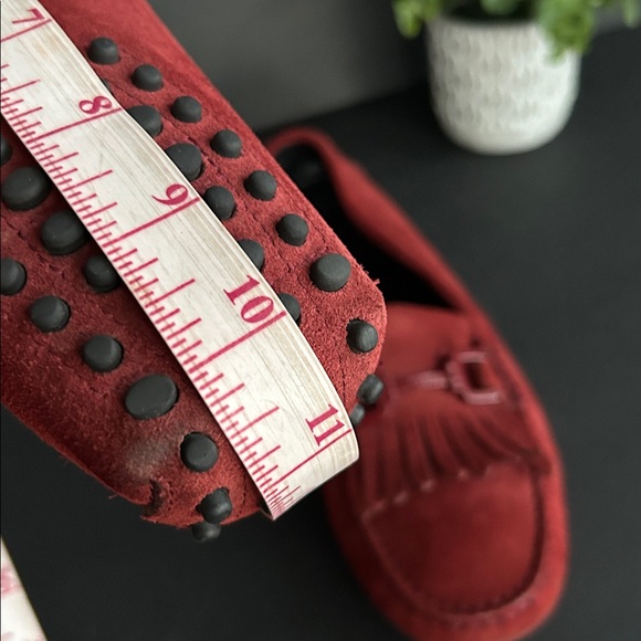 Tod’s Red Suede Loafers with Fringe Detail - Picture 13 of 15